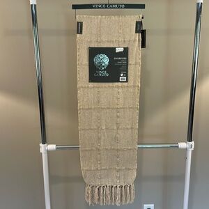 Vince Camuto Tan Fringed Chenille Throw Blanket